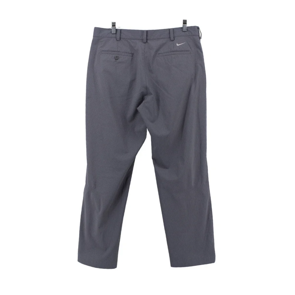 Nike Golf Pants Mens 34x30 Grey Dri-FIT Pinstripe Flat Front Trousers 335936-065